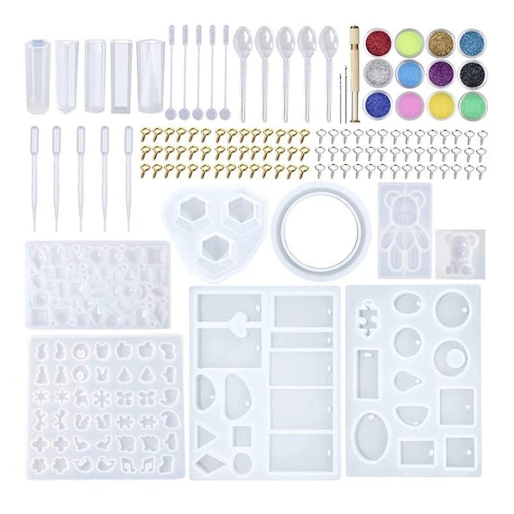 229pcs DIY Jewelry Casting Molds Tools Set More Than 120 Designs Contains 8  Silicone Jewelry Resin Molds With 70 Designs 