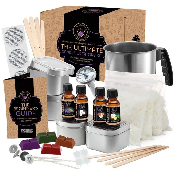 Kit para hacer velas para adultos principiantes El kit para hacer velas de  soja incluye cera de soja, aromas, mechas, tintes, latas, crisol -   España