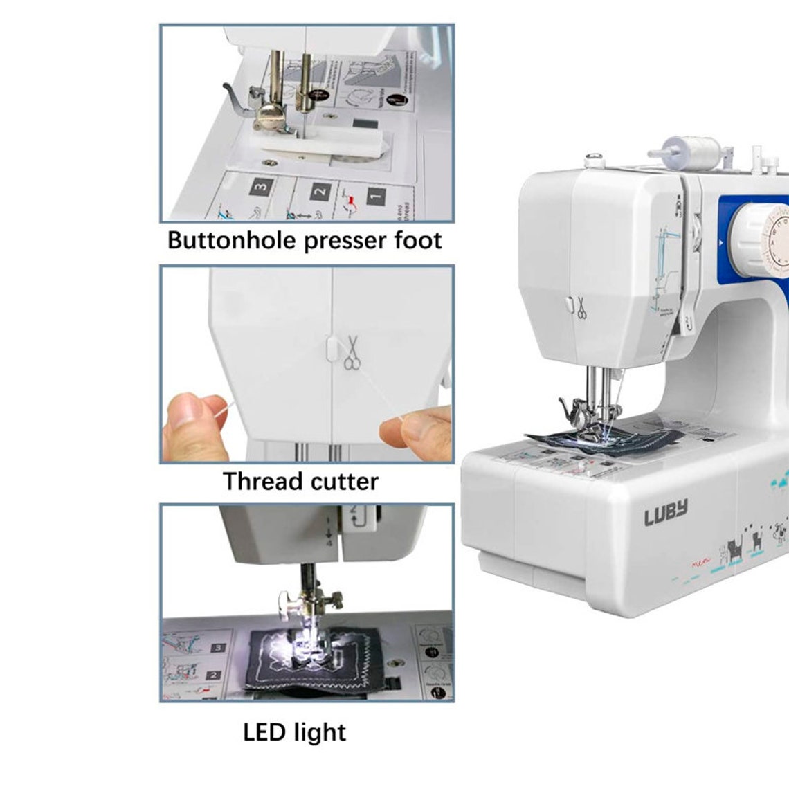 Luby Sewing Machine for Beginners With 12 Stitches and Free Etsy