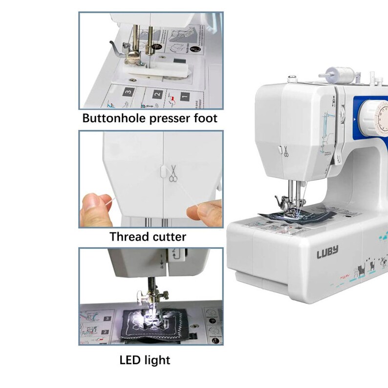 Luby Sewing Machine for Beginners With 12 Stitches and Free Etsy