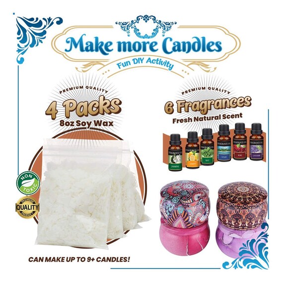 Candle Making Kit by Craft It Up! Complete DIY Beginners Set with Silicone Molds, Soy Candle Wax & More