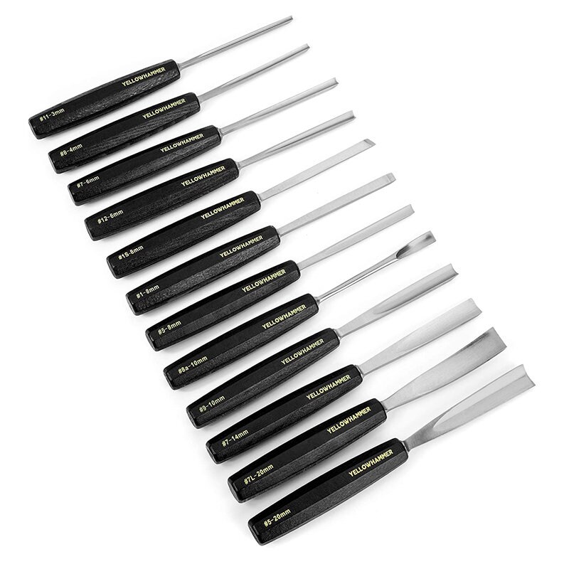 CHICIRIS Full Size Wood Carving Tools 12 Piece Set - Gouges and Chisels for  Beginners, Hobbyists and Professionals featuring Beech Handles, Alloy  Chromium Vanadium Steel Blades and Wood Case 