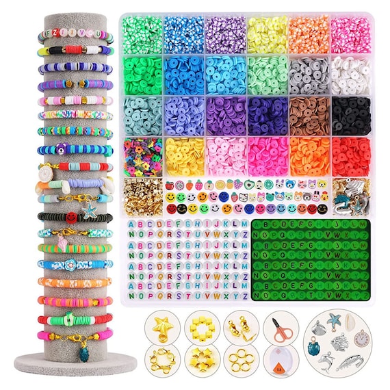 1 Set Clay Beads Kit For Bracelet Making, Round Spacer Preppy Beads