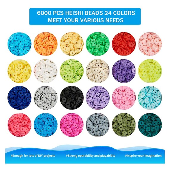 6000 Pcs Clay Heishi Beads for Bracelets, Flat Round Clay Spacer Beads With  900 Pcs Letter Beads, Pendants, Jump Rings -  Hong Kong