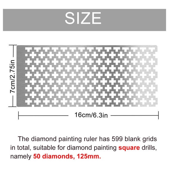 Whaline Diamond Painting Ruler Stainless Steel Ruler Mesh Ruler Diamond  Drawing Tool with 599 Blank Grids Diamond Embroidery Mesh Ruler 2.5mm  Square