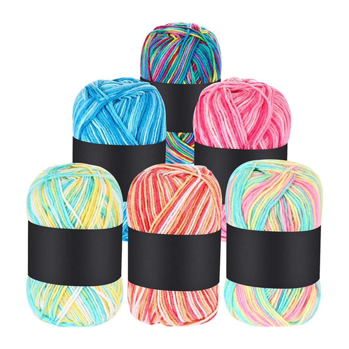 6 Pieces 50 g Crochet Yarn MultiColored Acrylic Knitting Yarn Etsy