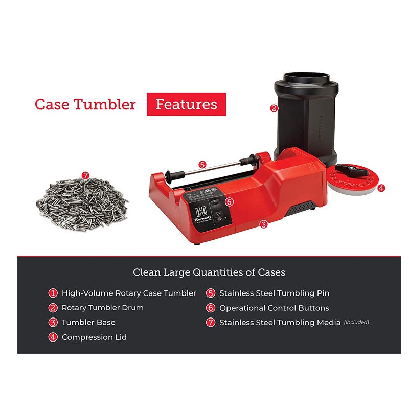 Rotary Case Tumbler This Wet Tumbler Cleans and Polishes Brass Cartridges  Quickly and Efficiently Holds 5lbs of Cases, Includes Steel 