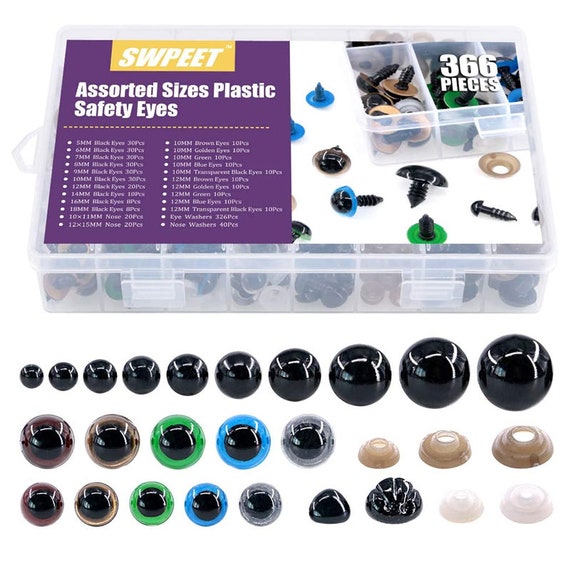 Swpeet 346Pcs 12 Assorted Sizes 5mm-12mm 6 Colors Plastic Safety