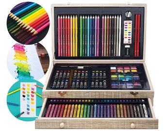180 Pieces Drawing Art Box with Oil Pastels Crayons Colored