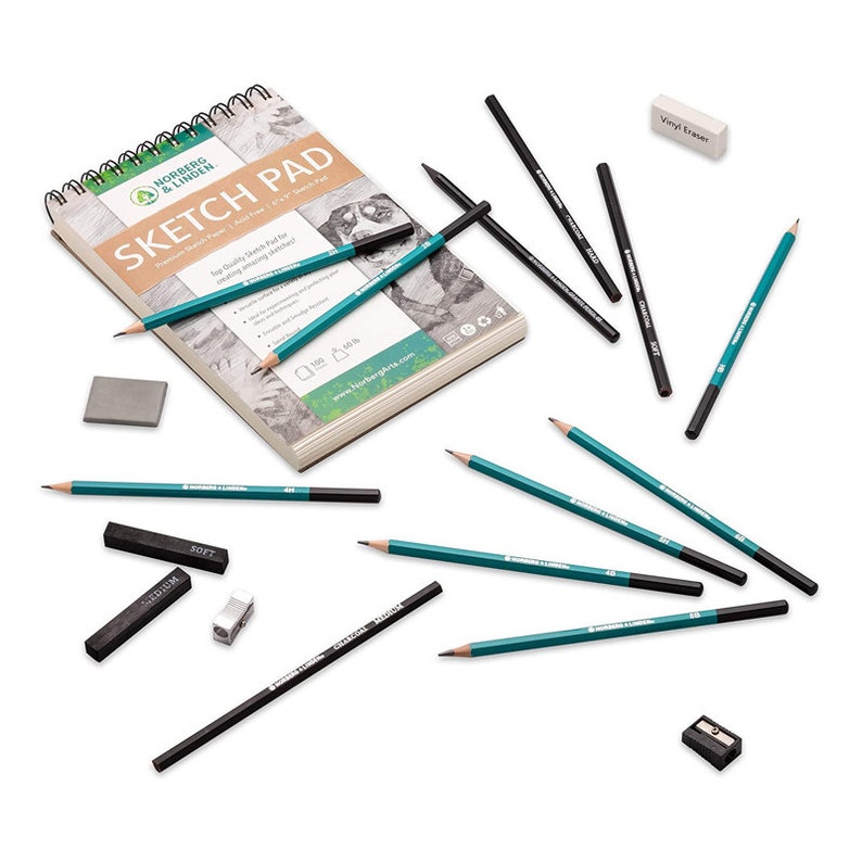 Norberg & Linden Drawing Set Sketching and Charcoal Pencils Etsy