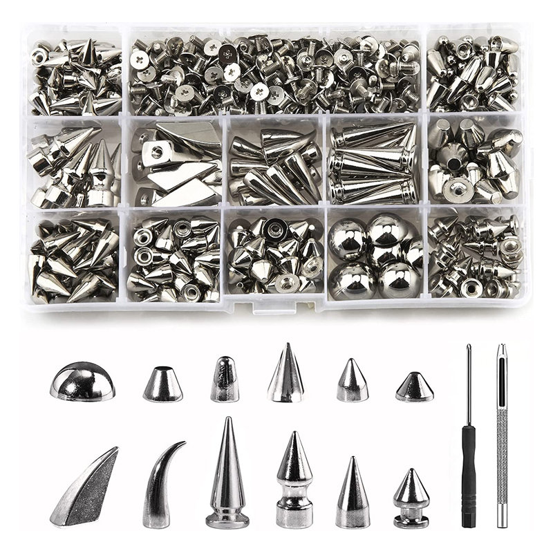CAMXTOOL 20 Sets 55mm Large Spikes for Clothing, Silver Cone Spikes and Studs, Punk Spike Rivets, Long Metal Spikes for Crafts, Punk Screw Rivet for Clothes