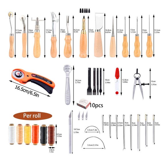 53 Pieces Beginners Leather Work Tools, Leather Working Kit With  Instructions, Leather Groover, Awls, Prong Punch and Other Tools 