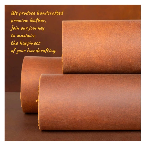 Leather Sheets for Crafts 2 PCS 2.2 Mm Real Leather Fabric, whiskey Brown,  12x12 Inch & 6x12 Inch 