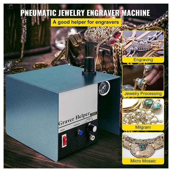 Double-ended Engraving Machine Pneumatic Engraving Machine Double Ended  Impact Graver Jewelry Engraver-110V US Plug 