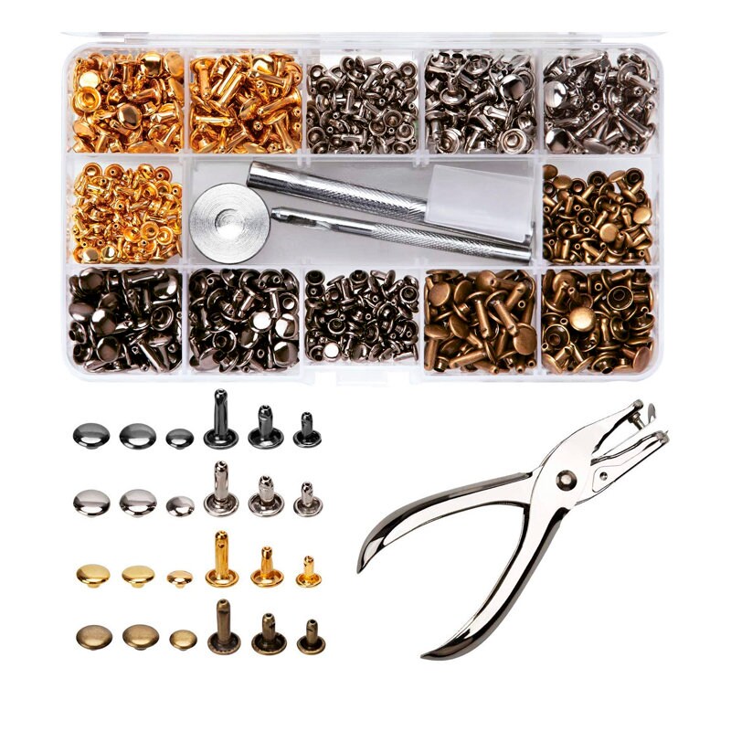 Mixed-Colored YICBOR 60pcs/Pack 5x8x8mm Alloy Screw Knob Rivets Handmade Crafts ZD-015 for Belt Shoes Watchband Metal Silver/Black/Bronze/Gold 