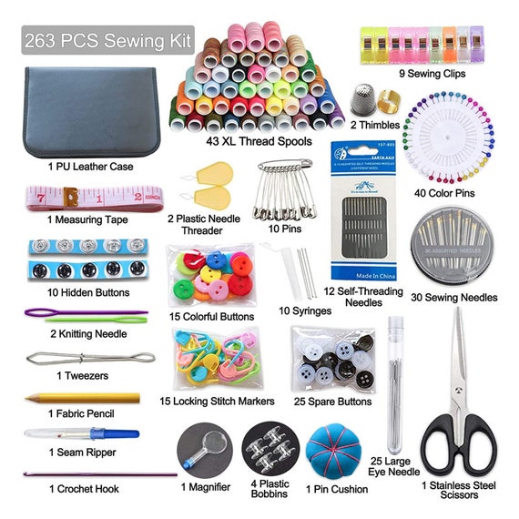 263 Pcs Large Sewing Kit Basic Premium Sewing Tools Supplies, 43