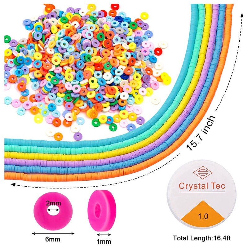 ZAUGONTW Clay Beads - Beads for Jewelry Making - Flat Polymer Clay Beads  with Alloy Beads, Spacer & Crystal Line for Jewelry Making