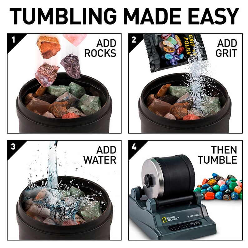 Hobby Rock Tumbler Kit Includes Rough Gemstones 4 Polishing Etsy