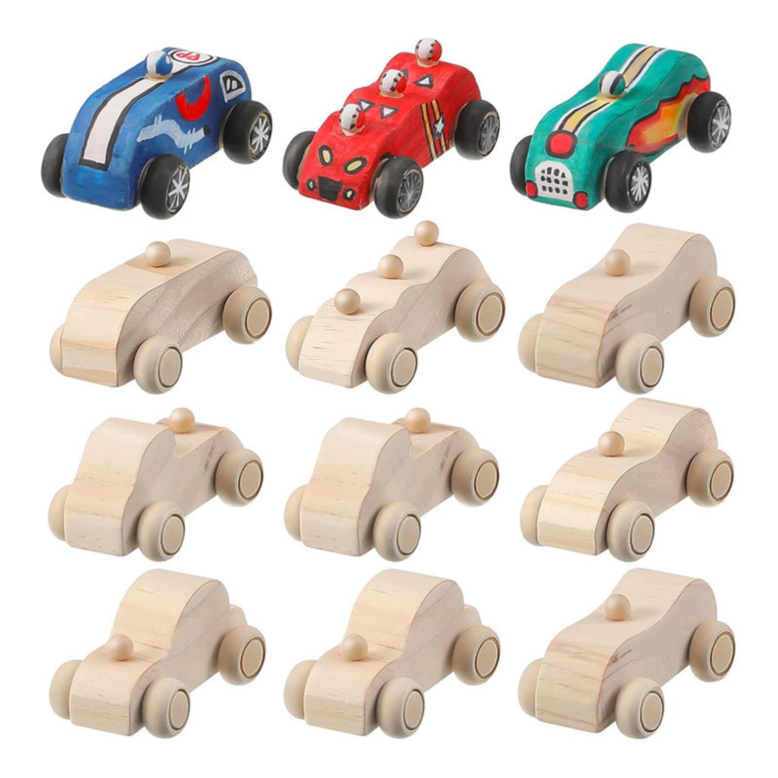 12 Pieces Wood DIY Car Toys Unfinished Wooden Cars Crafts Etsy