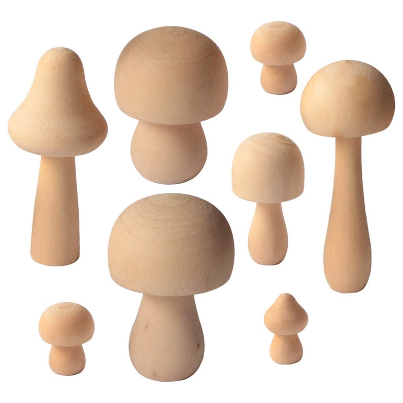 Unfinished Mushrooms to Paint Various Sizes Wood Mushroom Etsy