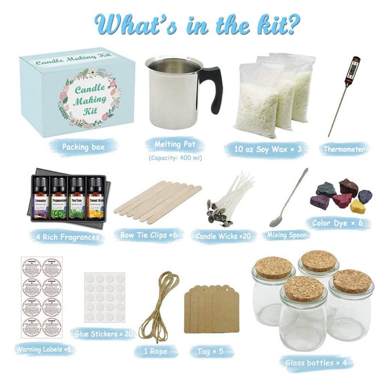 Complete DIY Candle Making Kit Supplies Full Beginners Soy Etsy