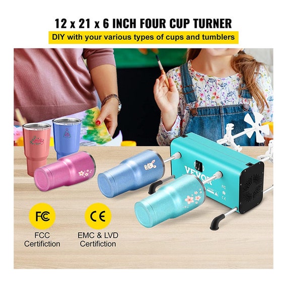 4 Cup Turner, 2 Speeds Multiple Tumbler Spinner Rotator Machine Kit With 4  Removable and Adjustable Arms, Mute Motor, Aluminum Alloy Frame 