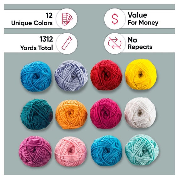 12x50g Acrylic Yarn Skeins 1300 Yards of Soft Yarn for Crocheting