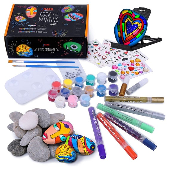 Glow in The Dark Rock Painting Kit for Kids - Arts and Crafts for Girls Boys Ages 6-12 - Art Craft Kits Paint Set - Supplies for Painting Rocks - DIY