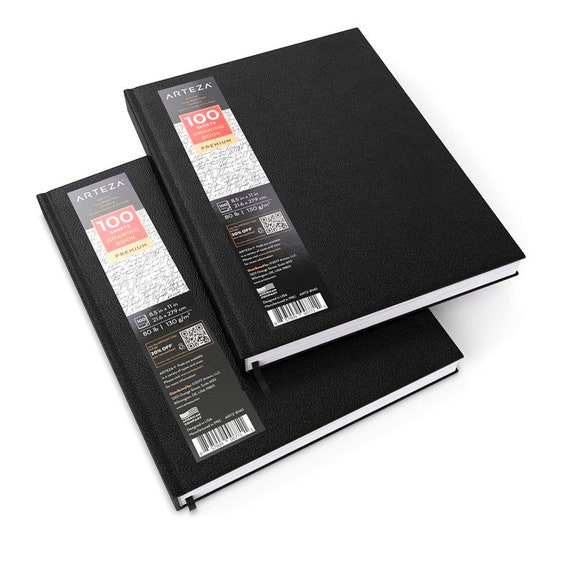 8.5x11 Hardbound Sketchbook, Set of 2 Heavyweight Hard Cover Sketch  Journals, 100 Sheets Each, 80lb/130gsm, Perfect for Drawing 