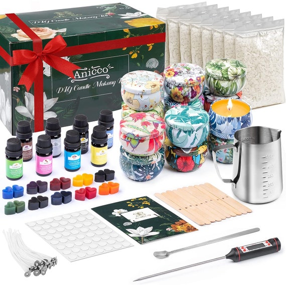 Kit para hacer velas, kit de cera de soja con velas de colores fácil de  hacer.