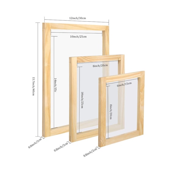 3 Pieces 3 Size Wood Silk Screen Printing Frame With Mesh for Screen  Printing, 10 X 14 Inch 