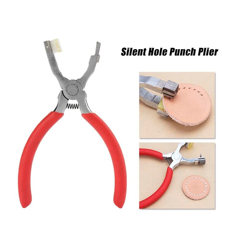 Leather Stitching Hole Punch Plier Clamp Cutter Leather Hand Pliers Leather  Punch Tool for Belts Straps Saddles Fabric Leather DIY Craft (4 Prong)