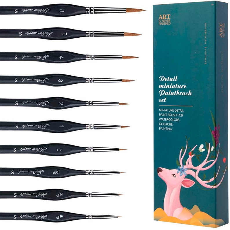 Kolinsky Sable Detail Paint Brush Set 10pcs Siberian Mink Etsy