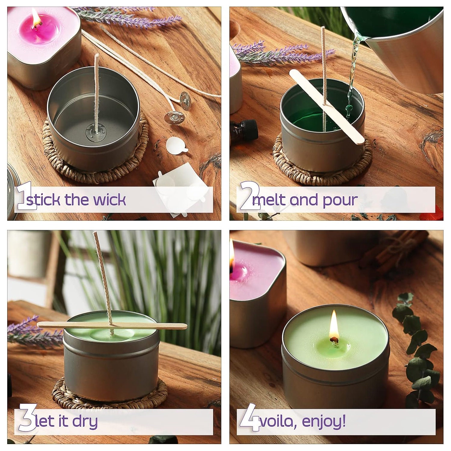  Vutlue Candle Making Kit, Soy Wax Candle Making Kits for  Adults, Beginners, Kids Including Wax, Wicks, 4 Kinds of Scents, Dyes,  Melting Pot, Candle tins- DIY Arts and Crafts Candles Making