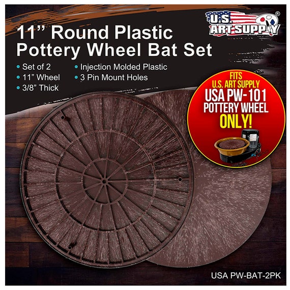 11 Round Plastic Pottery Wheel Bats, Set of 2 Durable, Balanced Bat for Use  Spinning Clay & Making Ceramics 