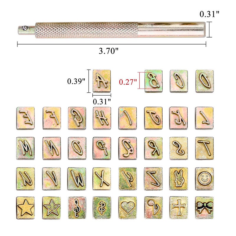 37 Pieces Leathercarft Stamping Tool Set 26 Letters Alphabet Etsy