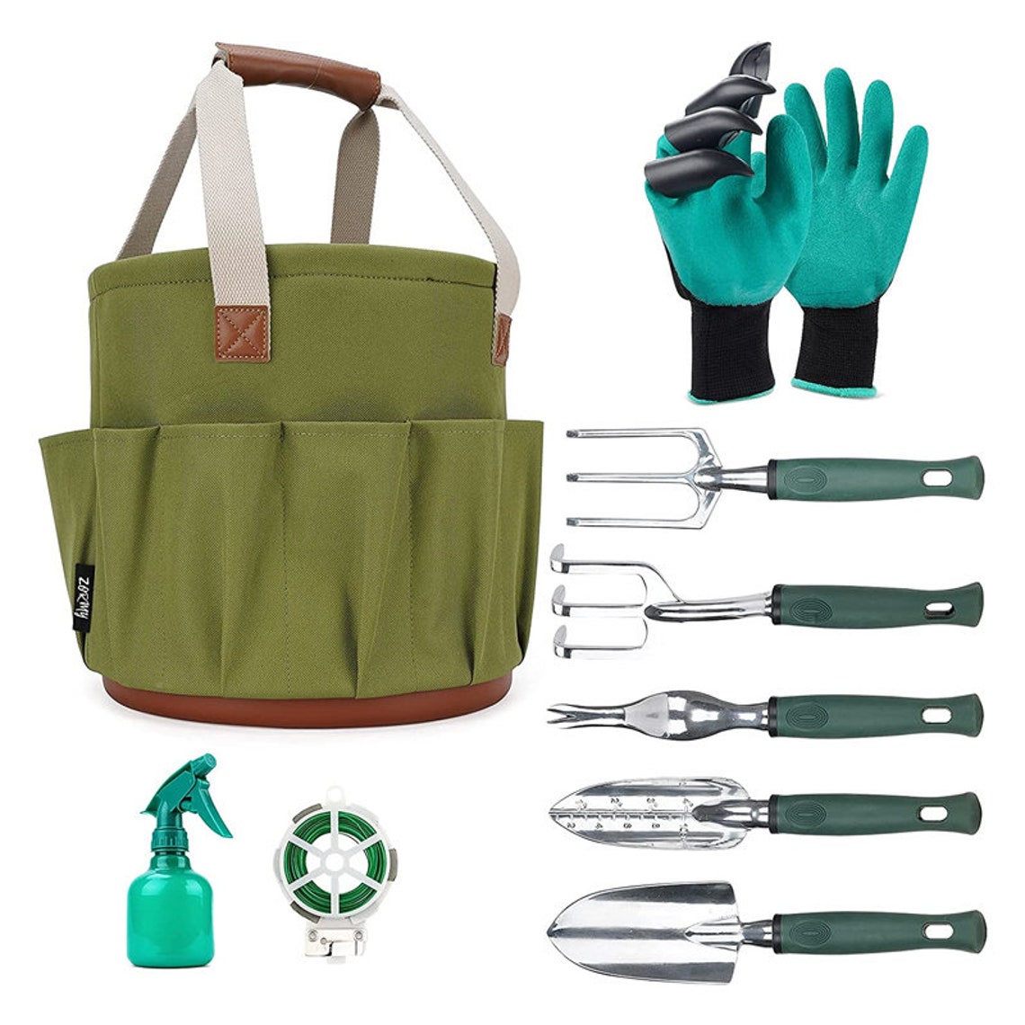 9 Piece Garden Tool Set with 5 Gallon Organizer Bucket Etsy