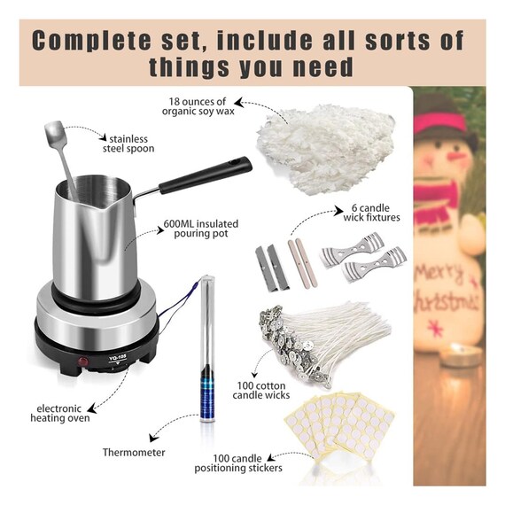 Candle Making Kit - Candle Making Supplies For Adults And Beginners, 18 Oz  Organic Soy Candle Wax Flakes for Candle Making, Wax Melter For Candle  Making With Thermostatic Electronic Hot Plate 