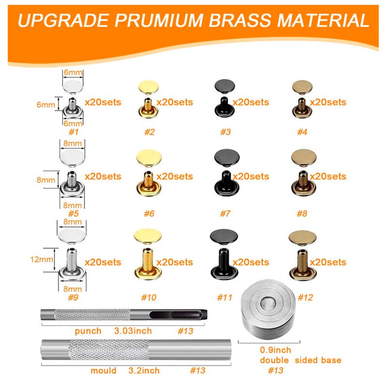 240 Sets Leather Rivets Double Cap Rapid Rivet Tubular4 Etsy