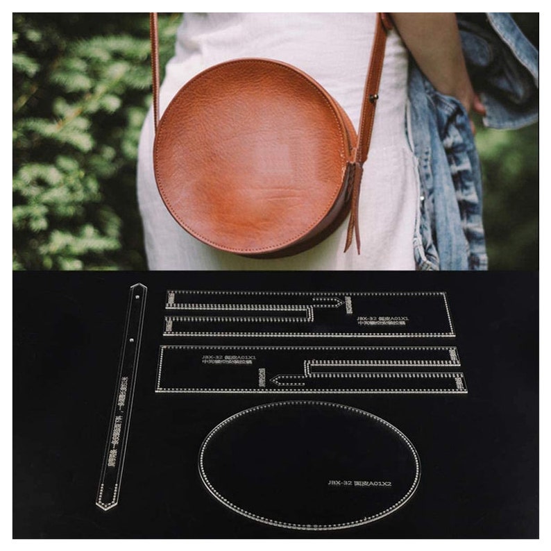 Leather Craft Clear Acrylic Shoulder Bag Round Bag Pattern Etsy