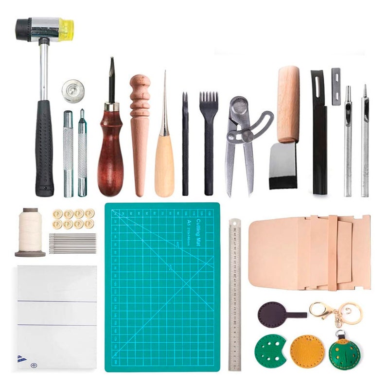 Leather Working Tools 41 Pieces Leathercraft Tool Set DIY Hand Etsy