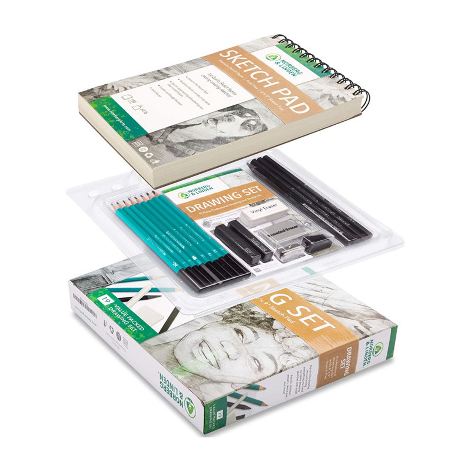 Norberg & Linden Drawing Set Sketching and Charcoal Pencils Etsy