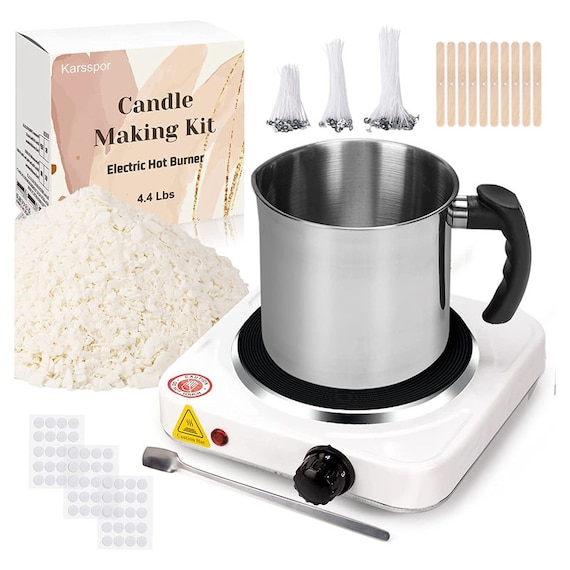 Candle Making Kit With Electric Hot Plate, Karsspor 135 PCS Basic Soy Candle  Making With 4.4 BL Soy Wax 