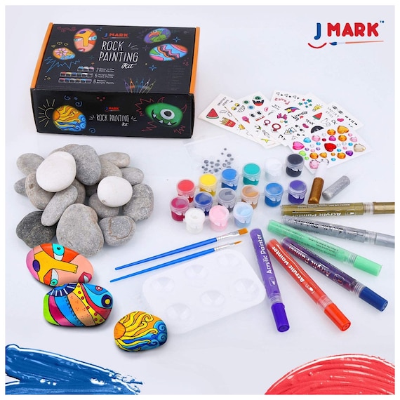 42 Piece Rock Paint Bundle Rocks, Acrylic Paint Markers, Glow in the Dark,  Metallic and Acrylic Paints, Transfer Stickers -  Denmark