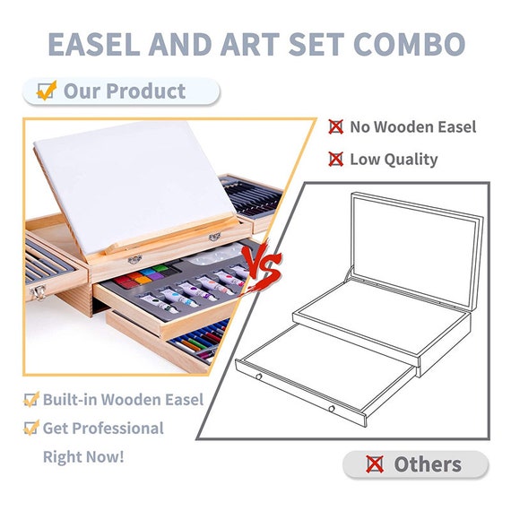 85 Piece Deluxe Wooden Art Set Crafts Drawing Painting Kit With Easel and 2  Drawing Pads, Creative Gift Box Forteens Adults Artist Beginners -   Denmark