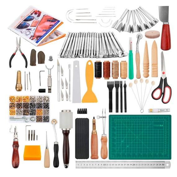 356 Pieces Leathercraft Tools Kit, Leather Working Tools and Supplies,  Leather Craft Stamping Tools 