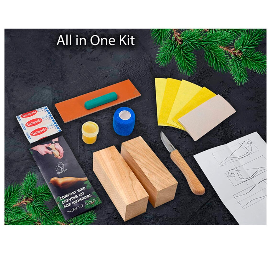 Wood Carving Kit Comfort Bird DIY Complete Starter Whittling Etsy