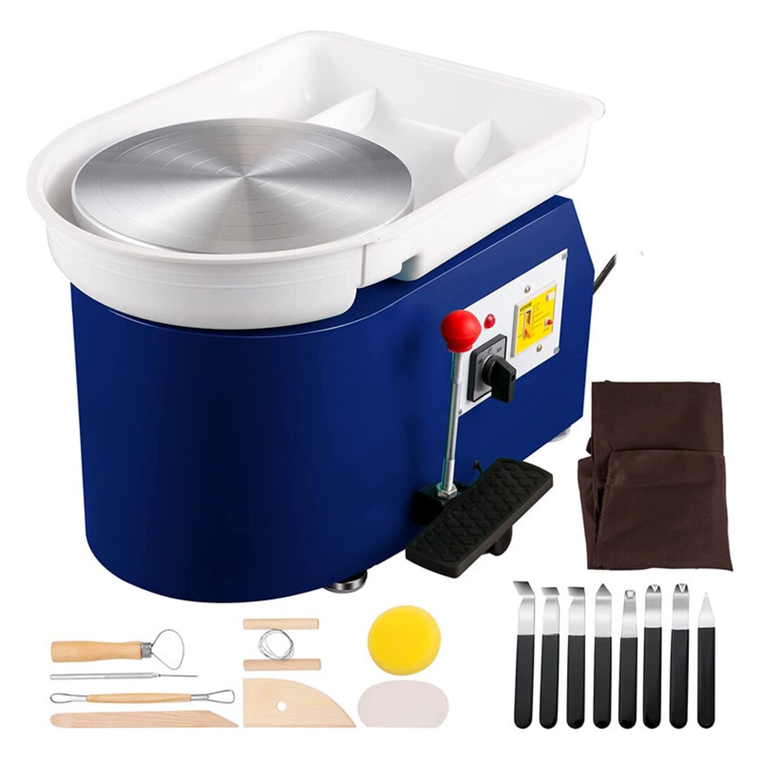 Pottery Wheel Pottery Forming Machine 25CM 350W Detachable Basin Electric Pottery Wheel with Foot Pedal DIY Clay Tool Ceramic Machine (Orange)