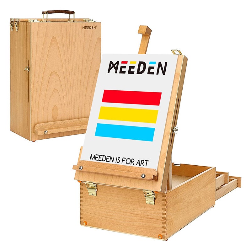MEEDEN Multi-Function Artist Storage Box, Portable Wood Artist Supply  Storage Organizer with Drawer, Beechwood