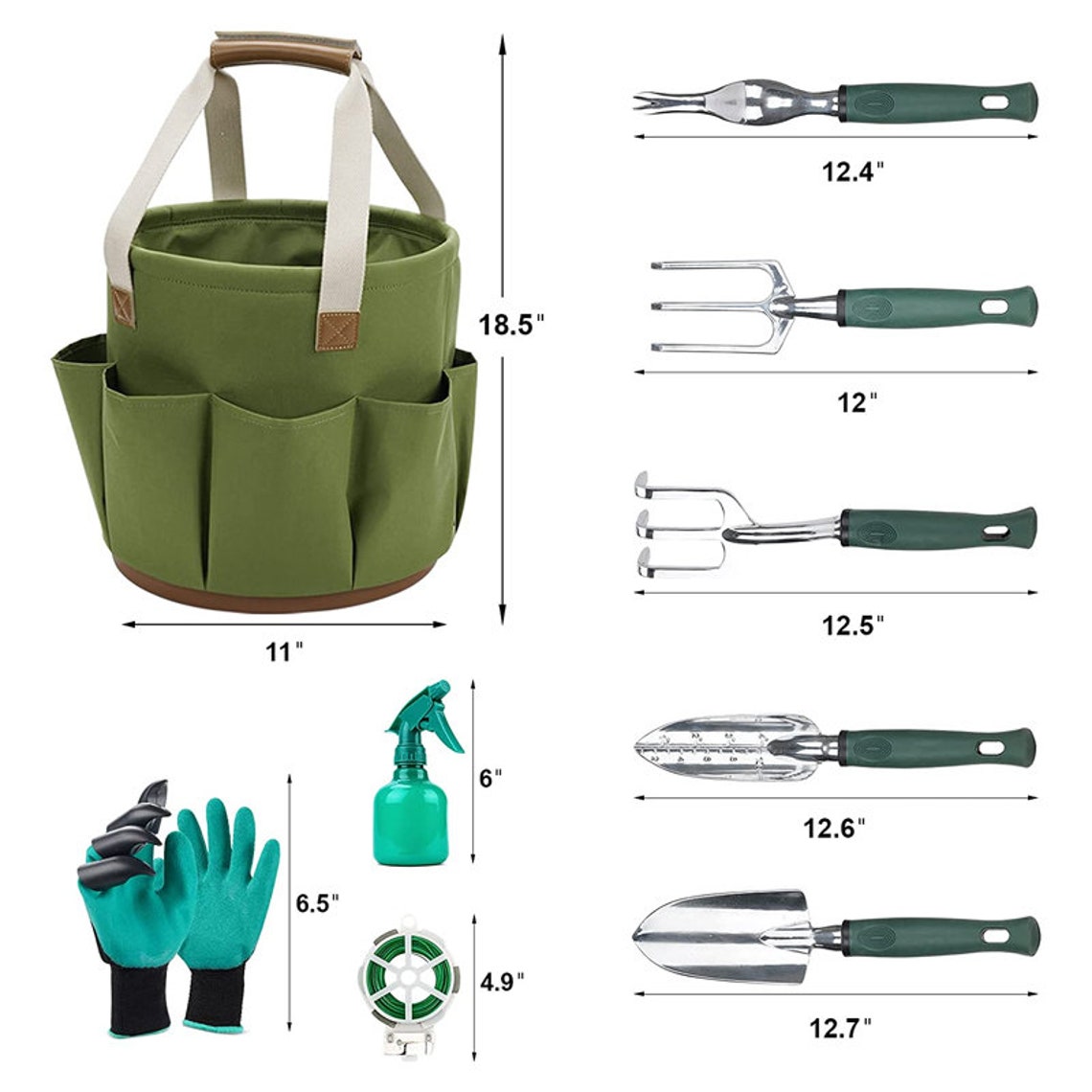 9 Piece Garden Tool Set with 5 Gallon Organizer Bucket Etsy